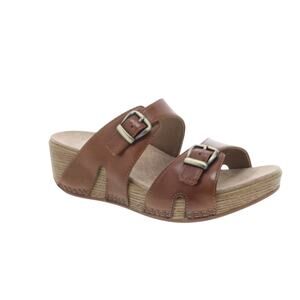 Dansko Leeann Women’s Leather Slide Wedge Sandals Retro Brown Size 37/ 7.5-8